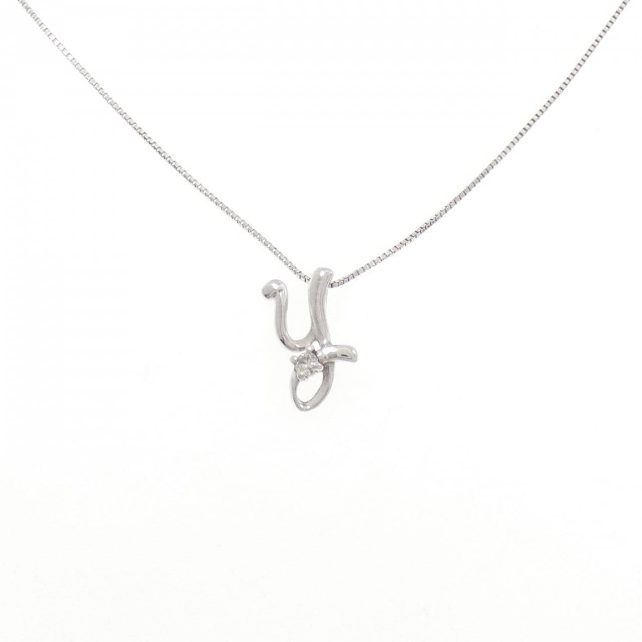 K10WG イニシャルY ダイヤモンド ネックレス 0.025CT
