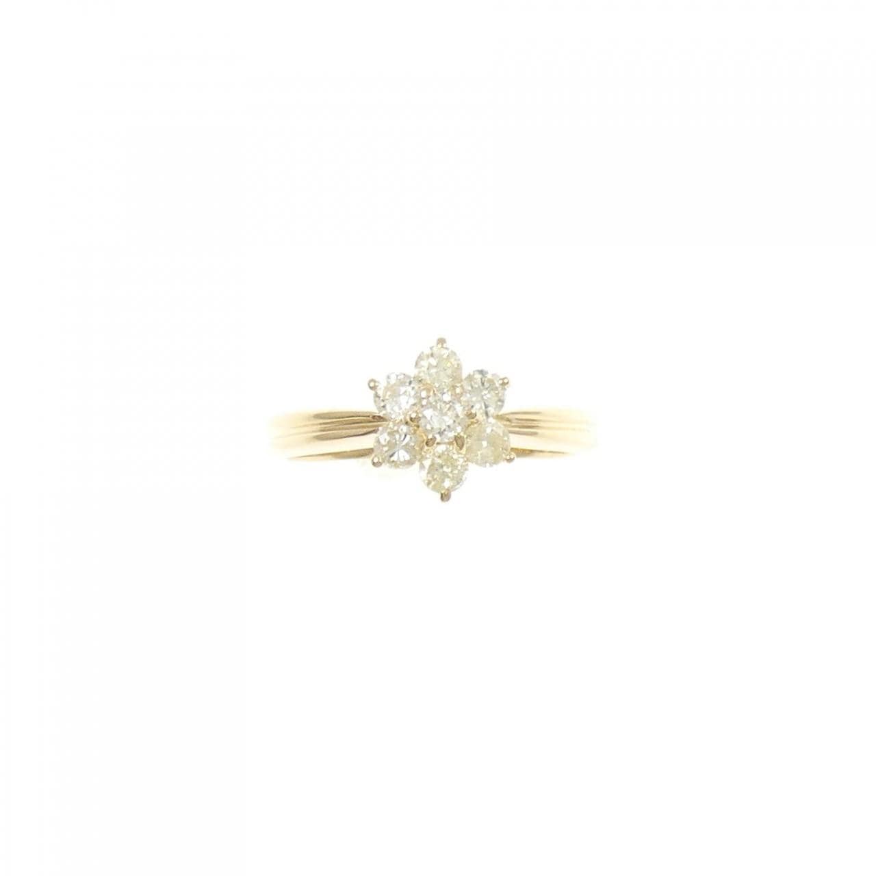K18YG フラワー ダイヤモンド リング 0.33CT