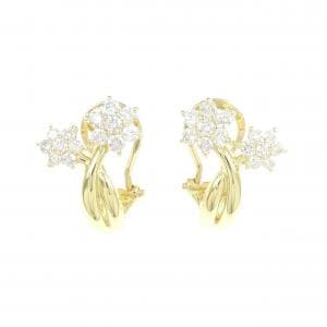 K18YG フラワー ダイヤモンド ピアス 0.72CT