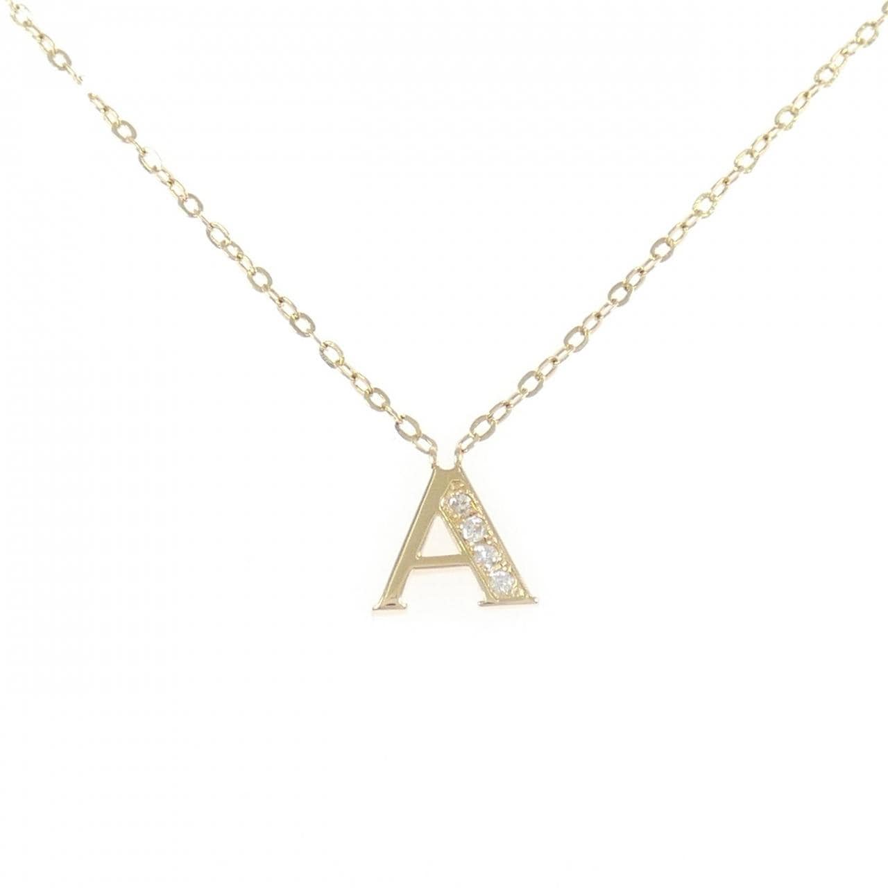 K18YG イニシャルA ダイヤモンド ネックレス