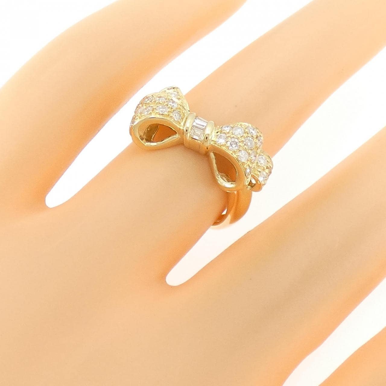 K18YG リボン ダイヤモンド リング 0.33CT