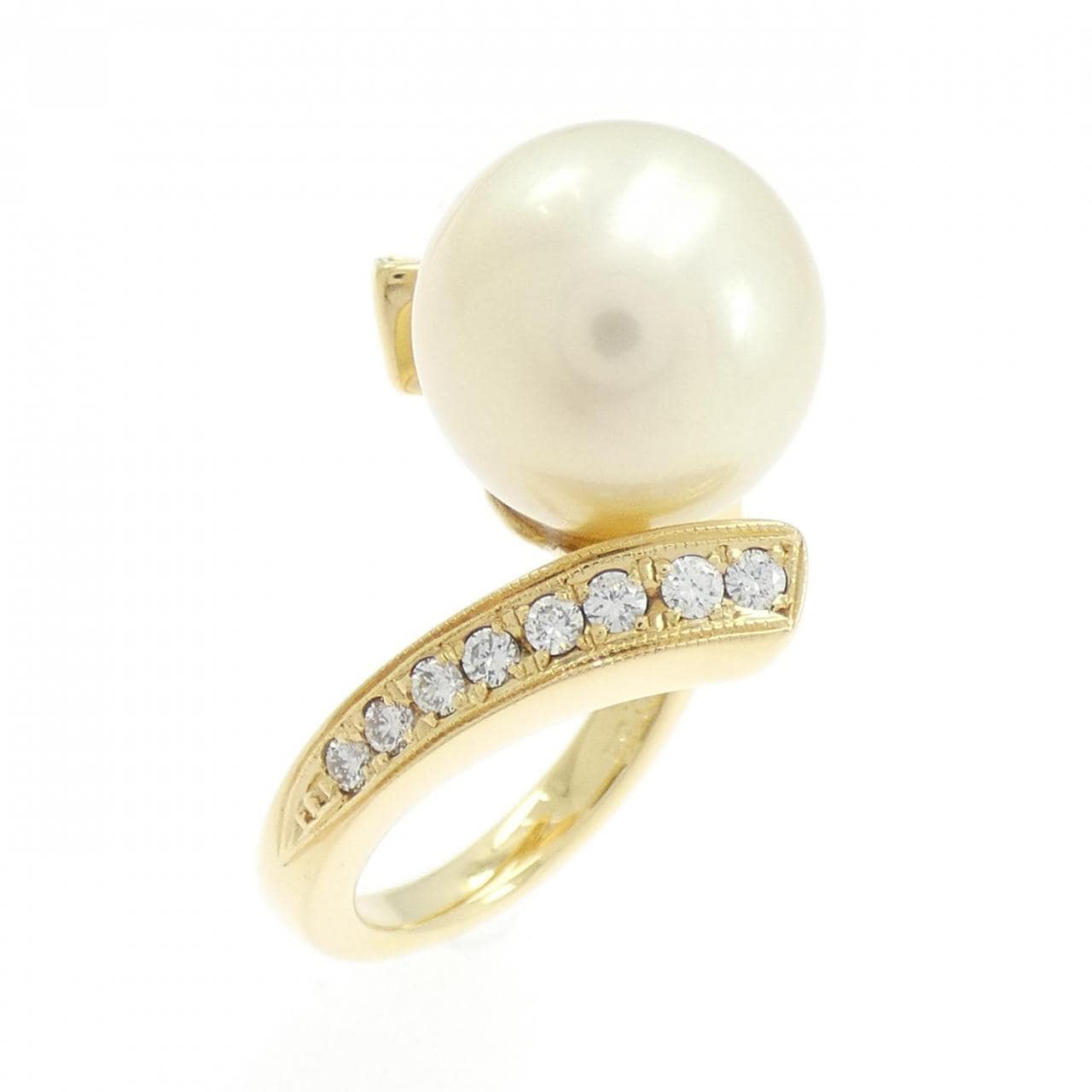 K18YG White Butterfly Pearl ring 11.8mm