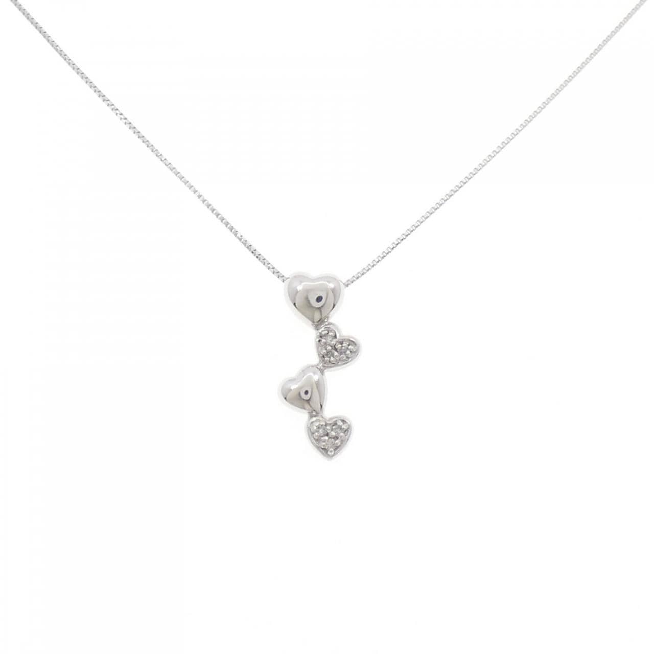 K18WG ハート ダイヤモンド ネックレス 0.04CT