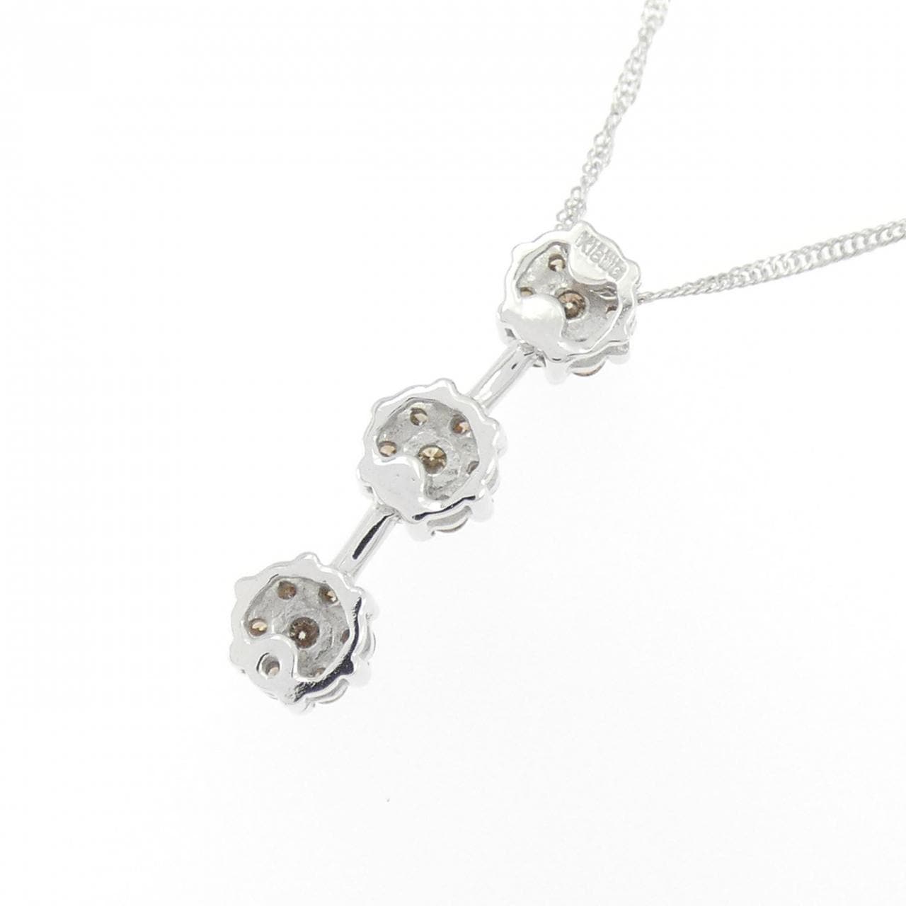 K18WG フラワー ダイヤモンド ネックレス