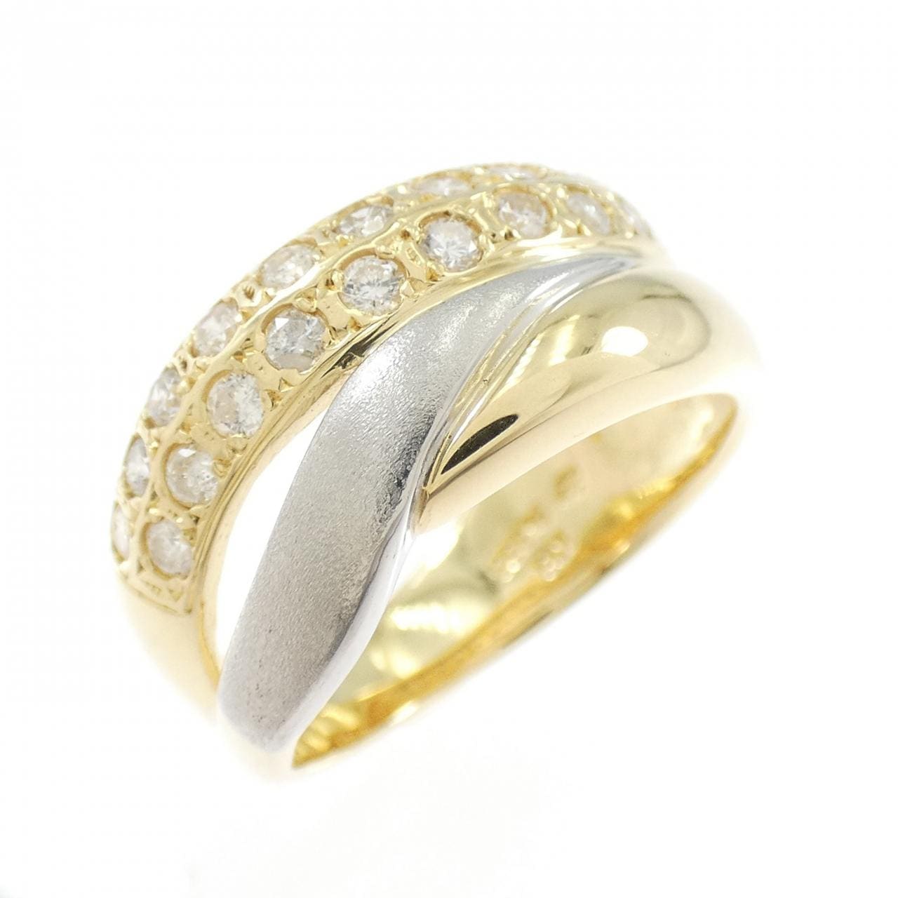 K18YG/PT850 ダイヤモンド リング 0.55CT