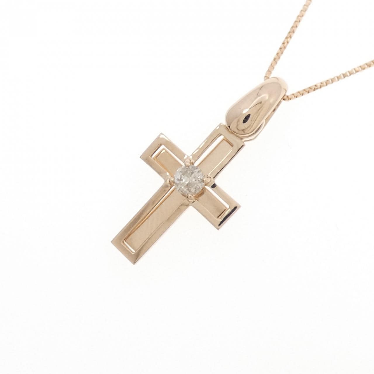 K18PG クロス ダイヤモンド ネックレス 0.10CT