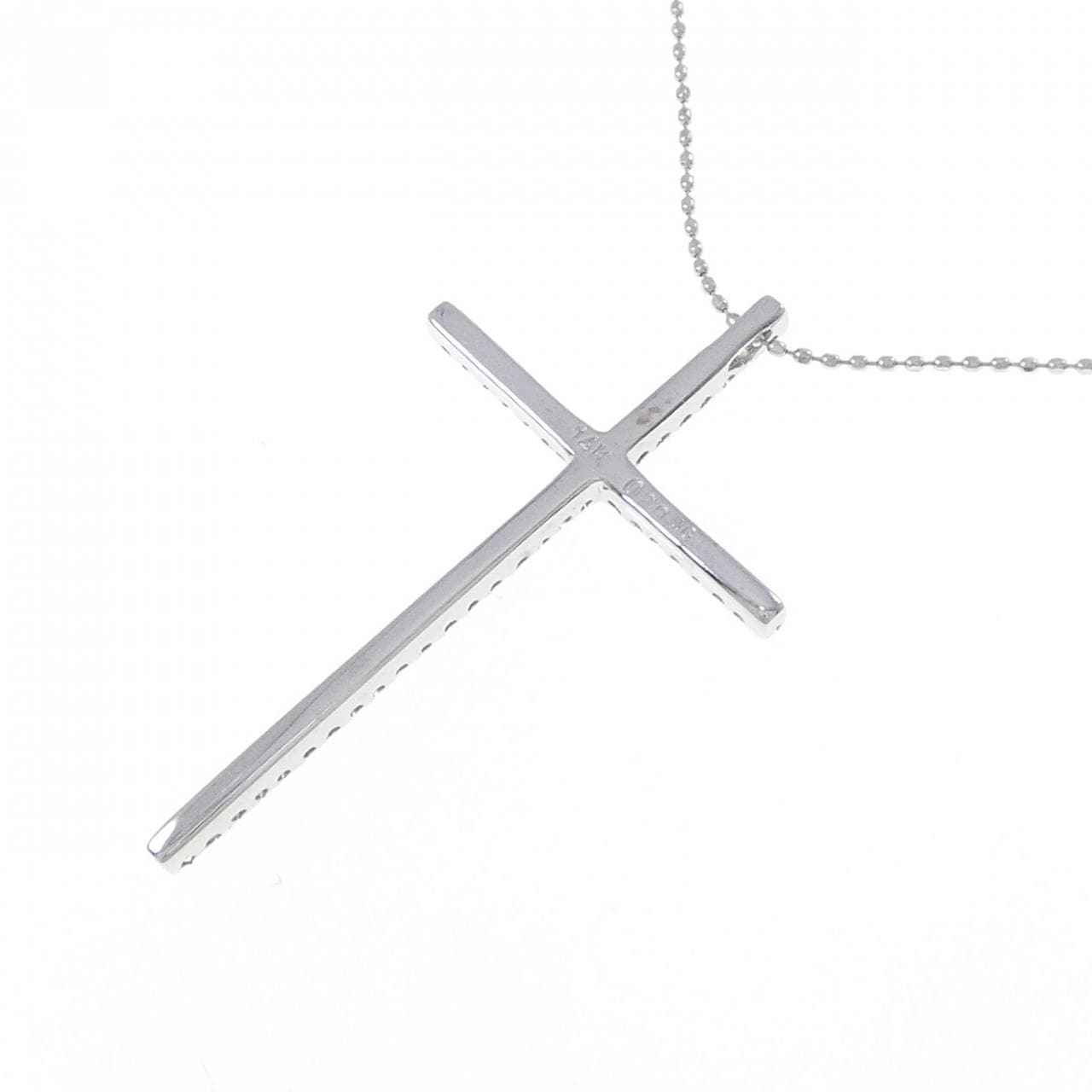 K14WG クロス ダイヤモンド ネックレス 0.20CT