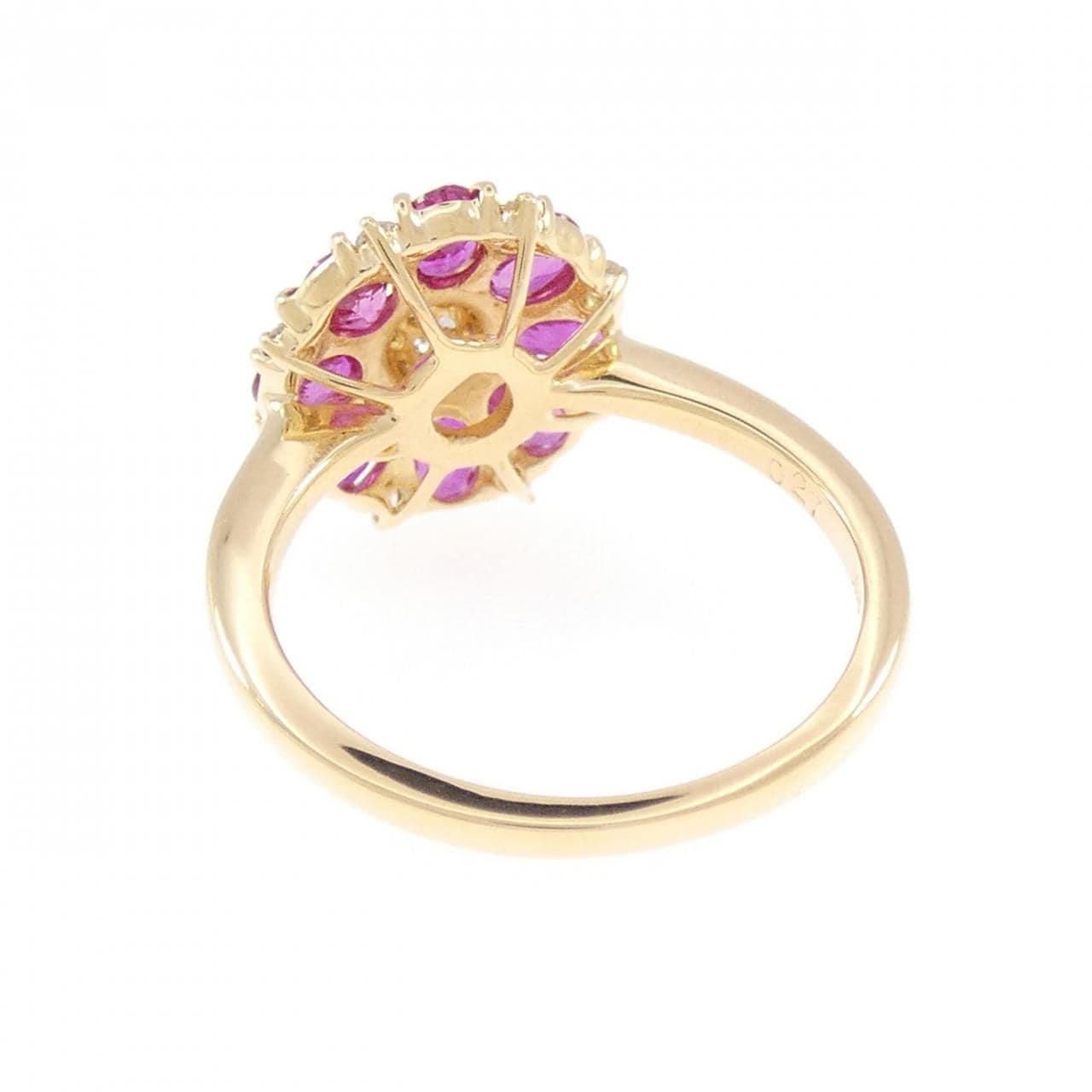 K18YG フラワー ルビー リング 1.19CT