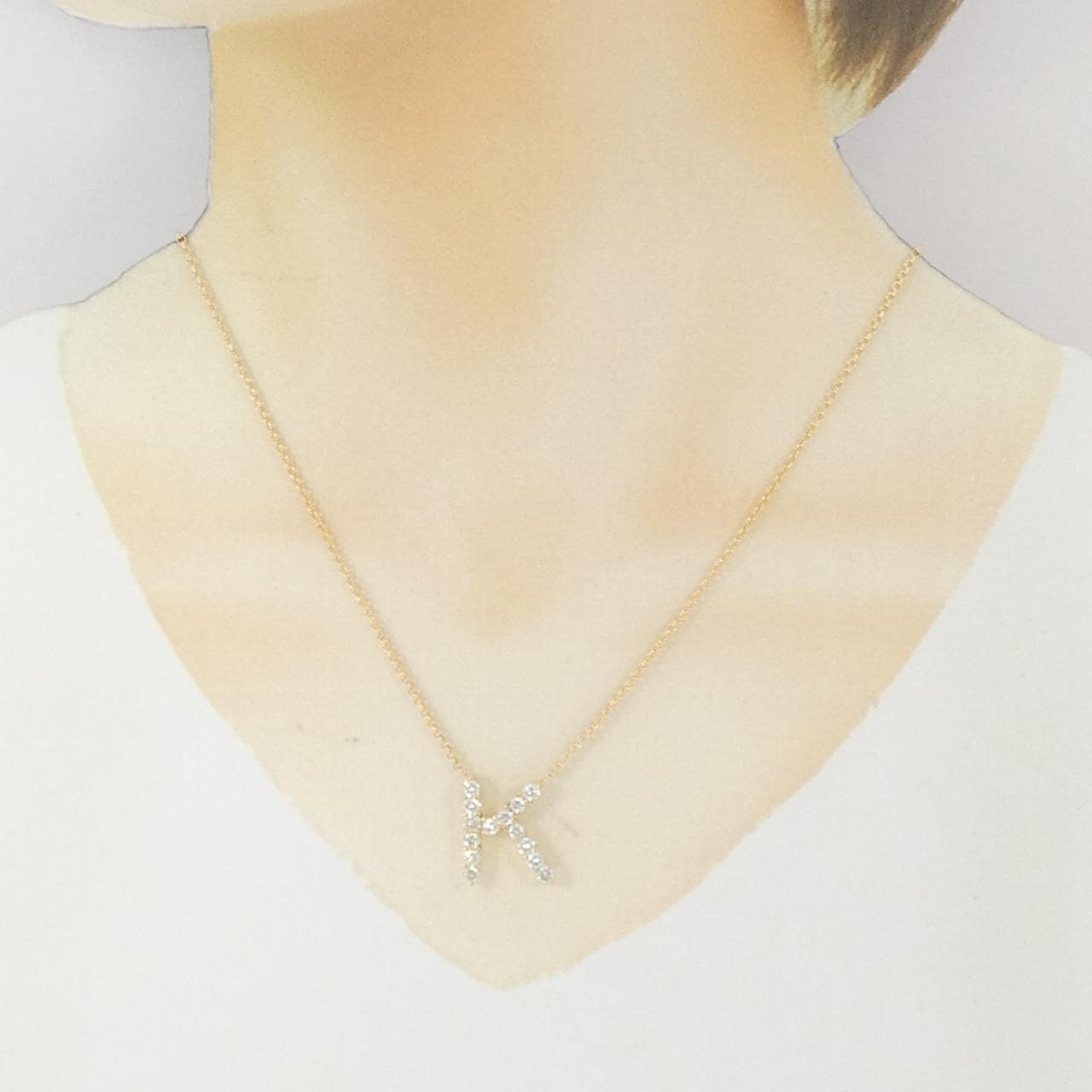 K18YG イニシャルK ダイヤモンド ネックレス 1.16CT
