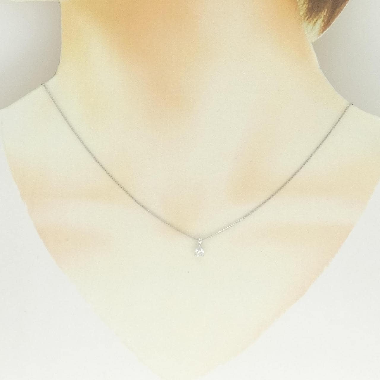 K18WG/PT850 ダイヤモンド ネックレス 0.24CT