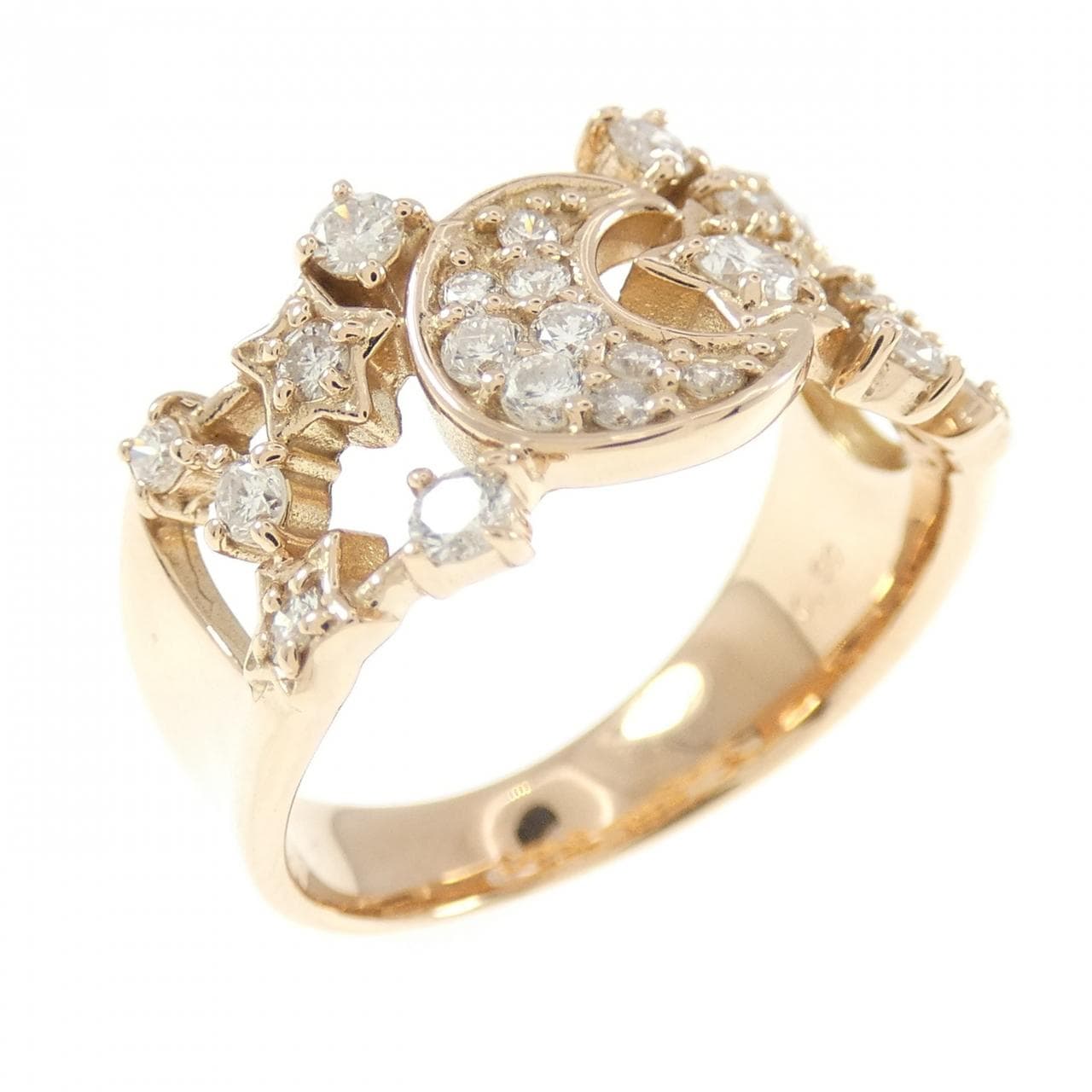 K18PG ムーン×スター×ハート ダイヤモンド リング 0.50CT