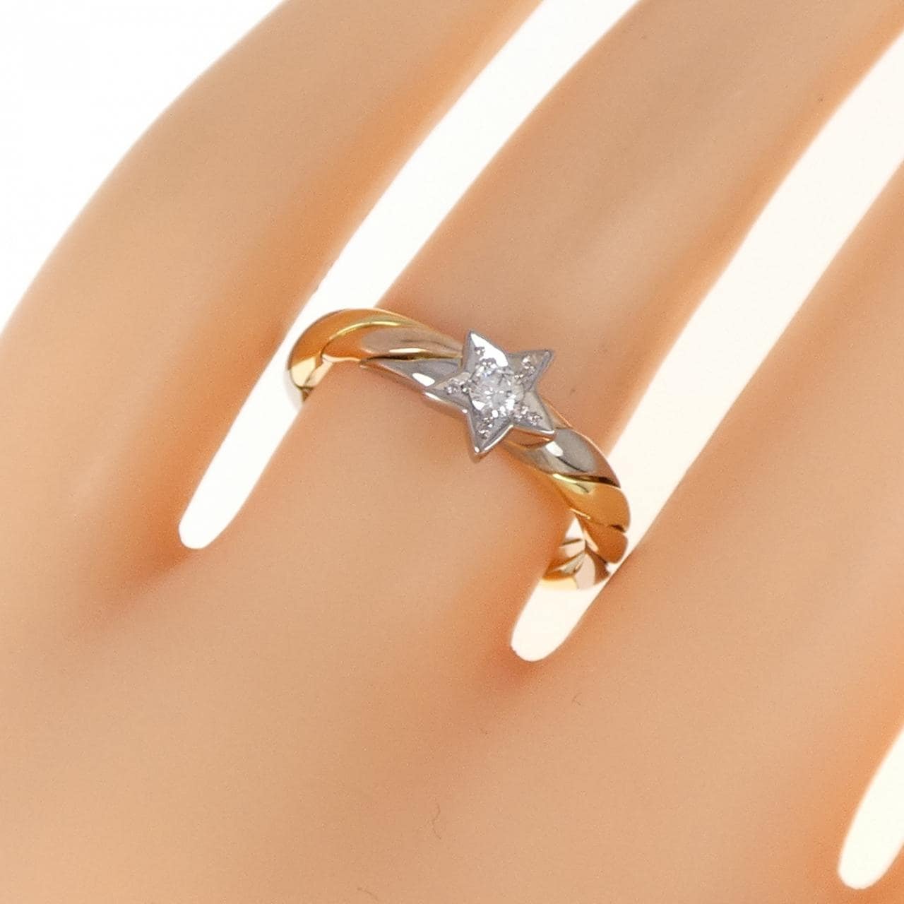 K18スリーカラー スター ダイヤモンド リング 0.15CT