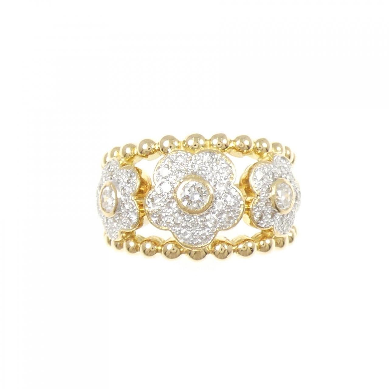 K18YG/K18WG フラワー ダイヤモンド リング 0.56CT