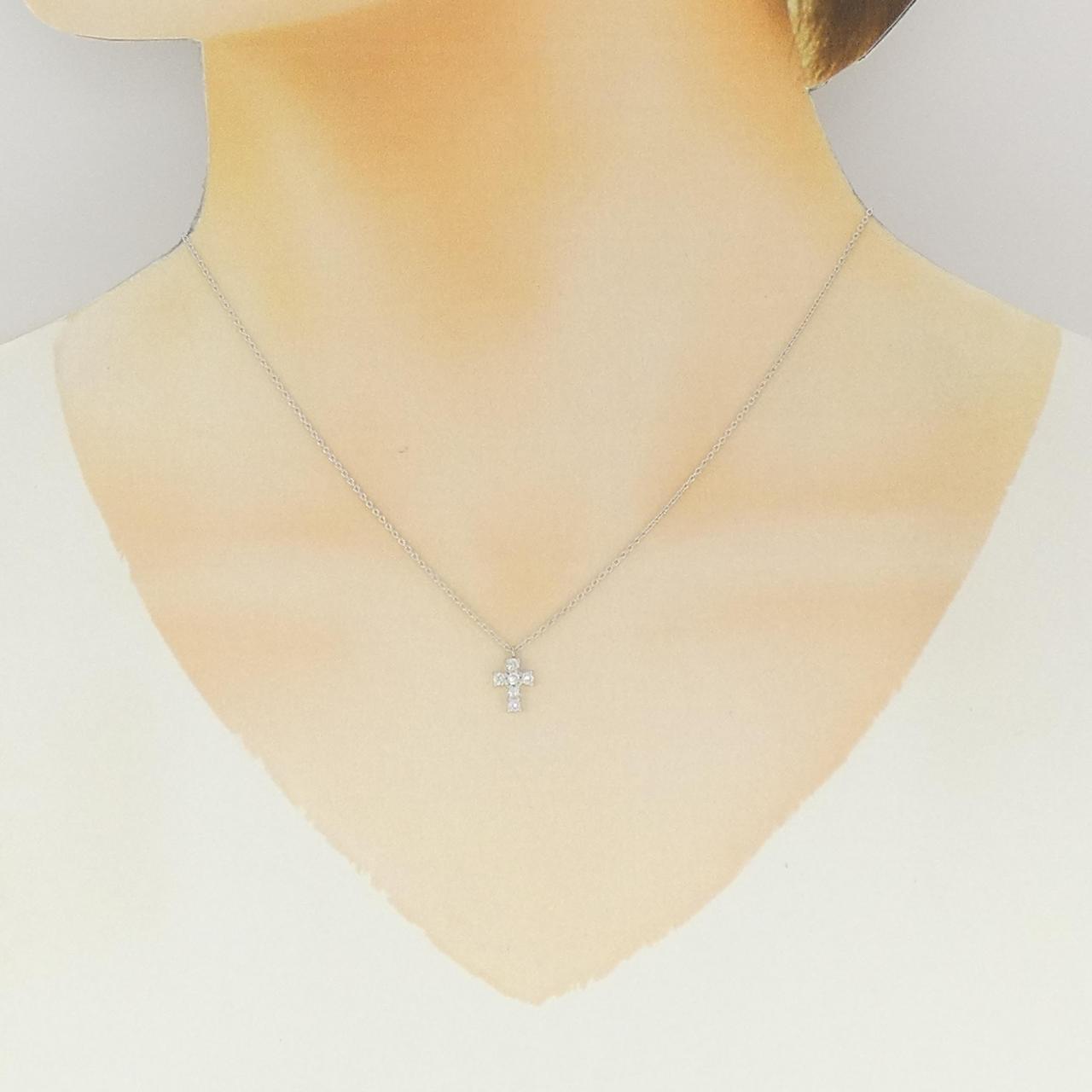 ヴァンドーム クロス ダイヤモンド ネックレス 0.18CT