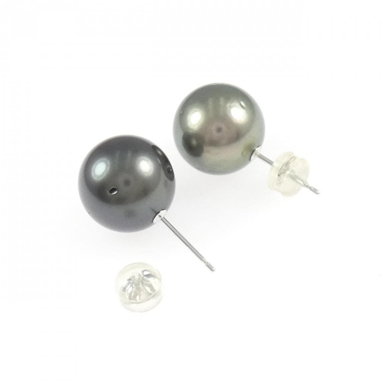 K14WG 黒蝶パール ピアス 11.5mm