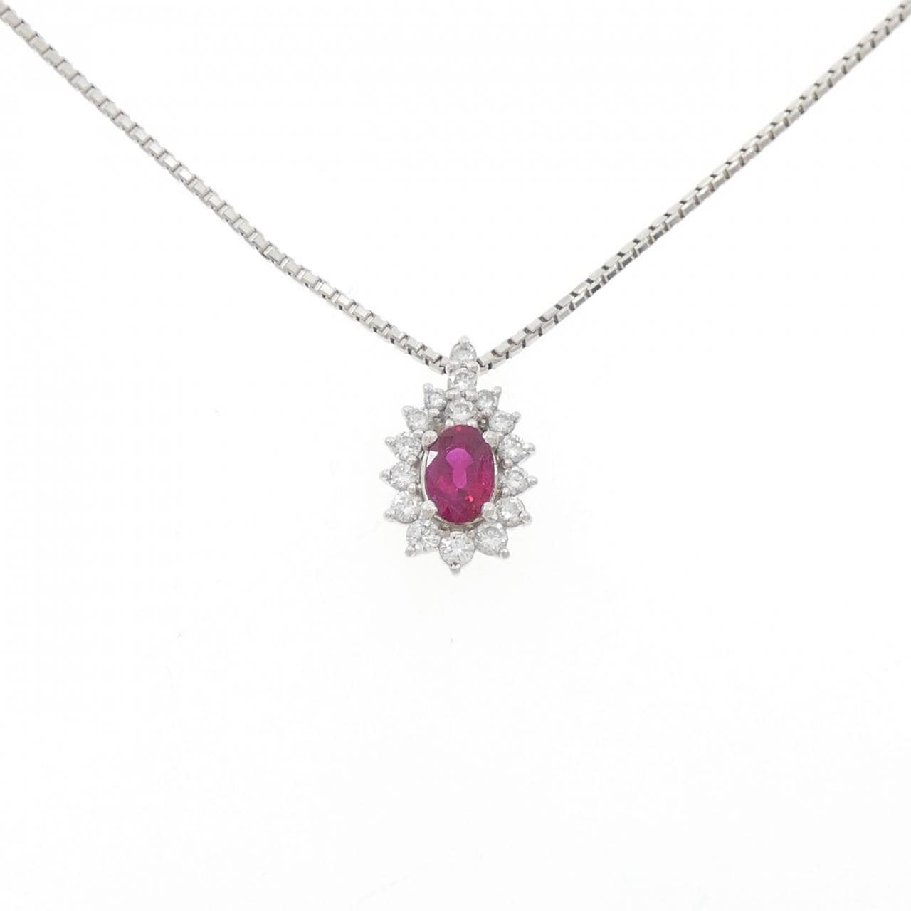 PT900/PT850 ルビー ネックレス 0.86CT