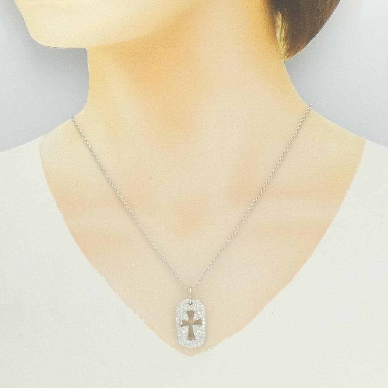 K18WG クロス ダイヤモンド ネックレス 1.12CT