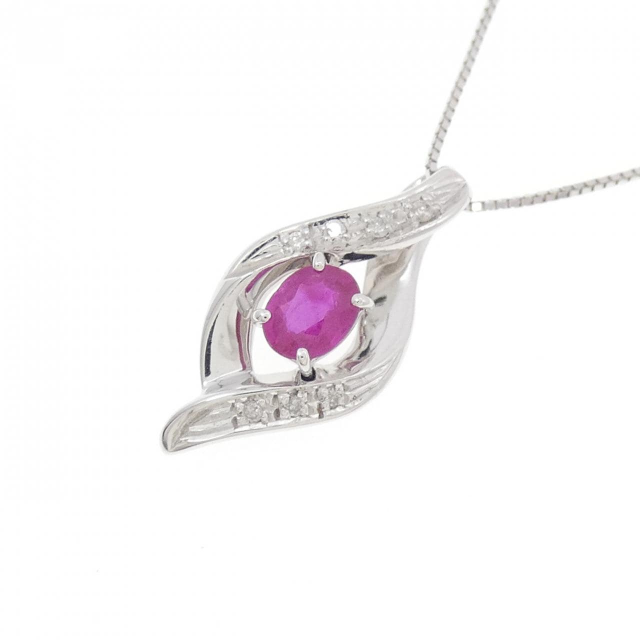 K10WG ルビー ネックレス 0.38CT