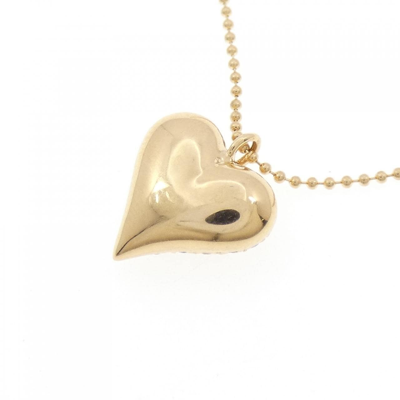 K18YG ハート パヴェ ダイヤモンド ネックレス 0.50CT
