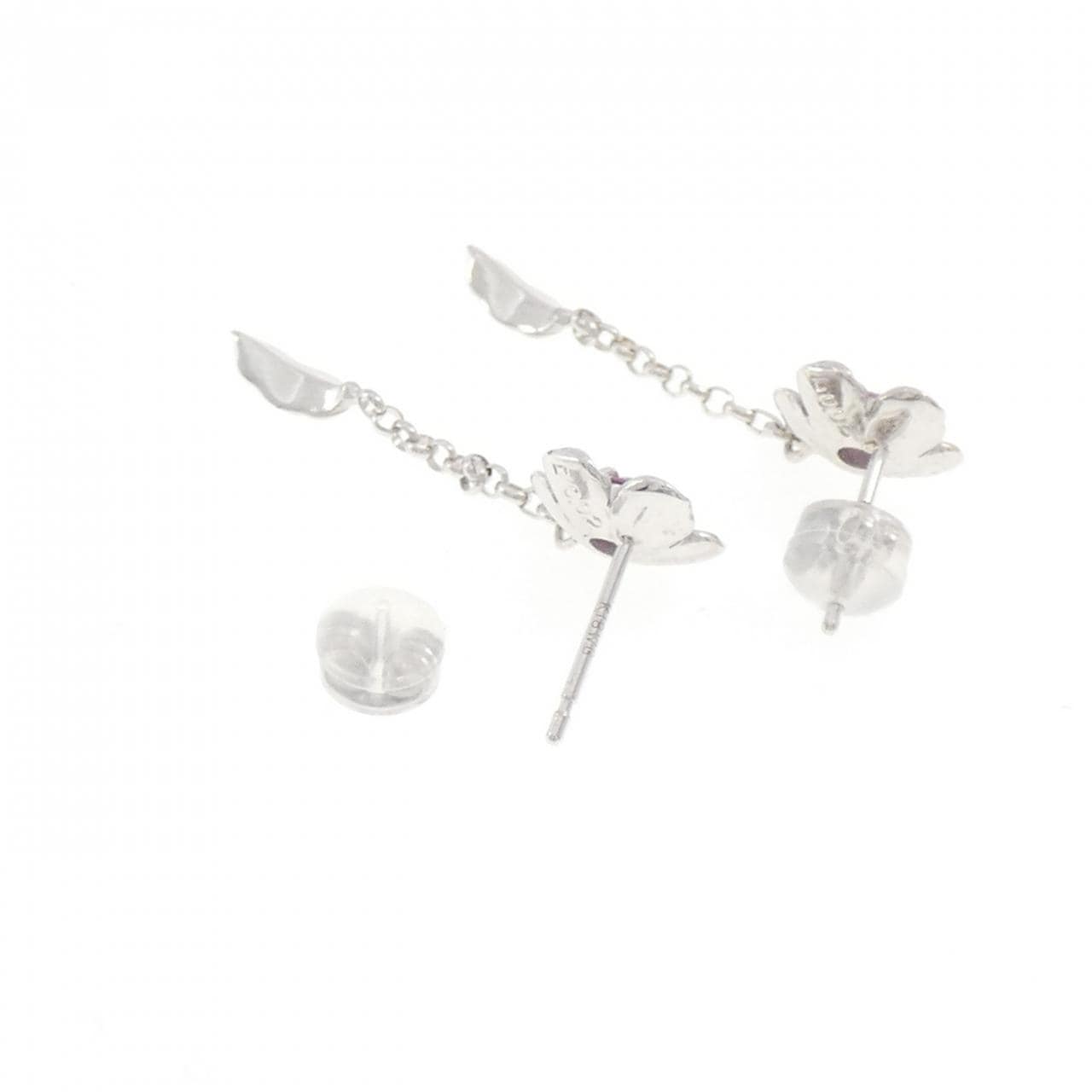 K18WG フラワー サファイヤ ピアス 0.26CT