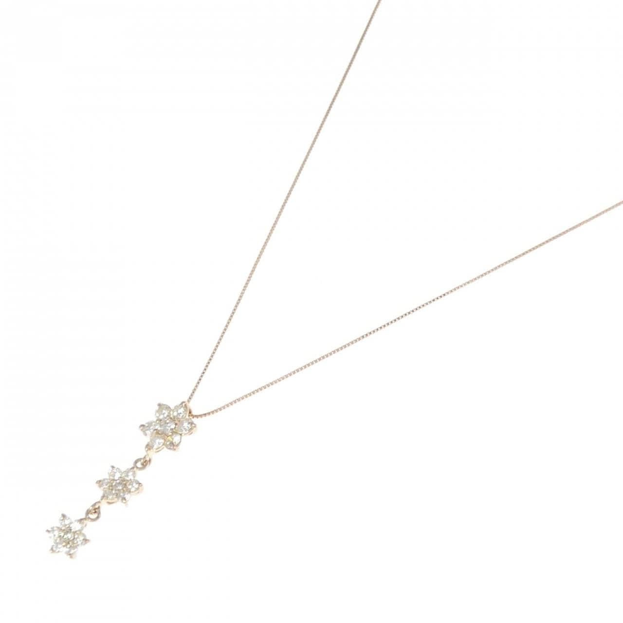 K18PG Flower Diamond Necklace 0.81CT