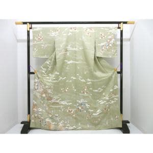 訪問着　友禅金彩加工　刺繍入り　身幅Ｌ寸