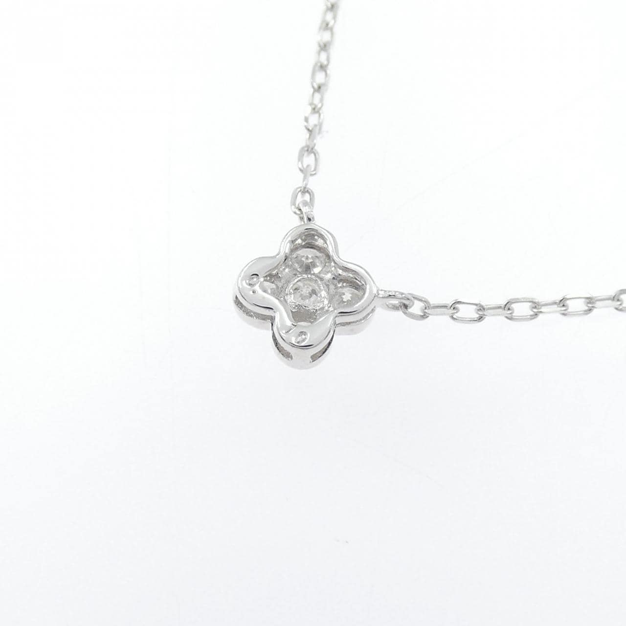 K10WG フラワー ダイヤモンド ネックレス 0.10CT
