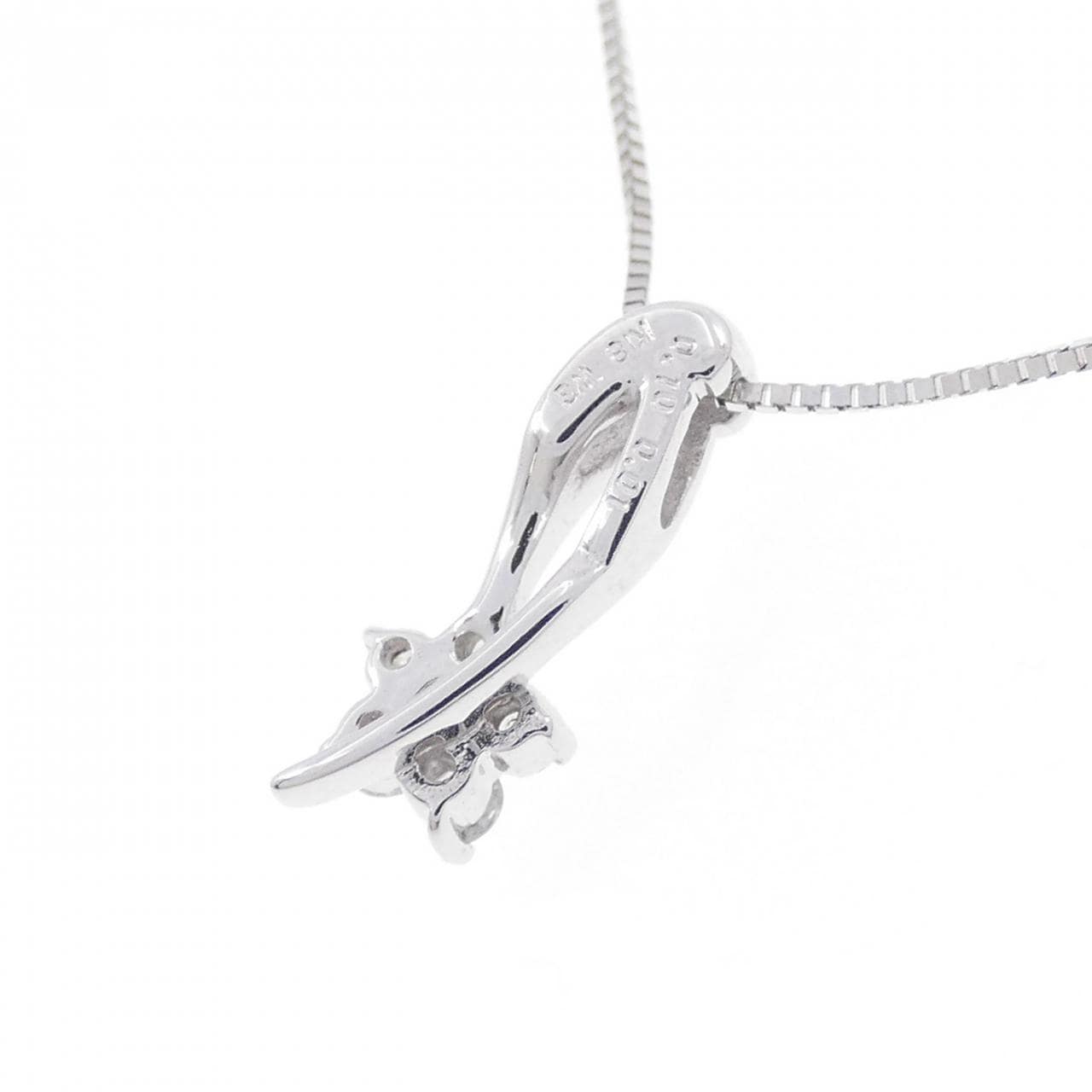 K18WG フラワー ピンクダイヤモンド ネックレス 0.01CT