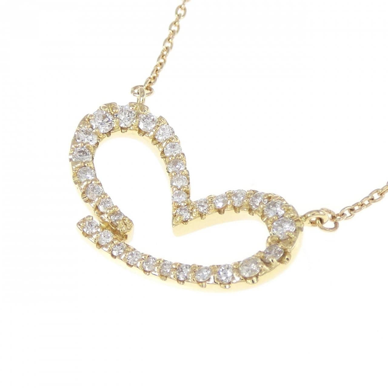 K18YG ハート ダイヤモンド ネックレス 0.34CT