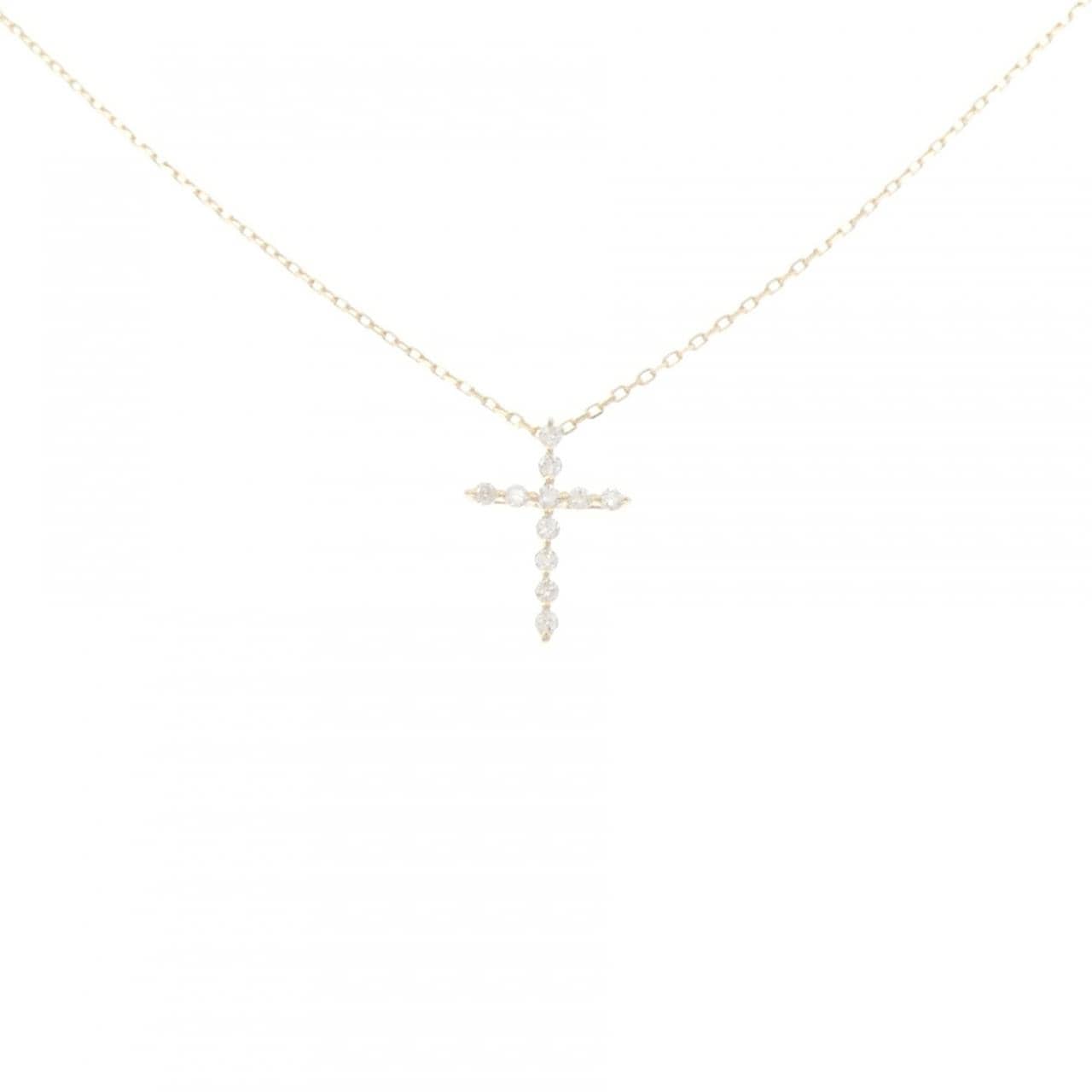 【リメイク】K10YG クロス ダイヤモンド ネックレス 0.10CT