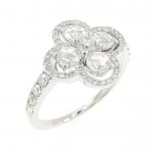 K18WG フラワー ダイヤモンド リング 1.00CT