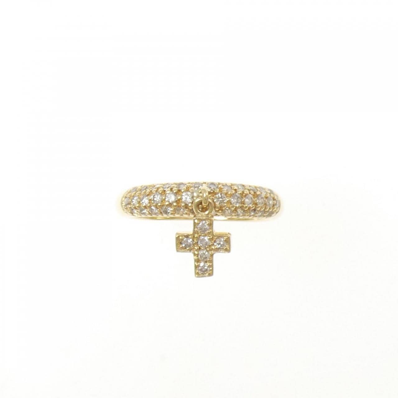 K18YG クロス ダイヤモンド リング 0.30CT