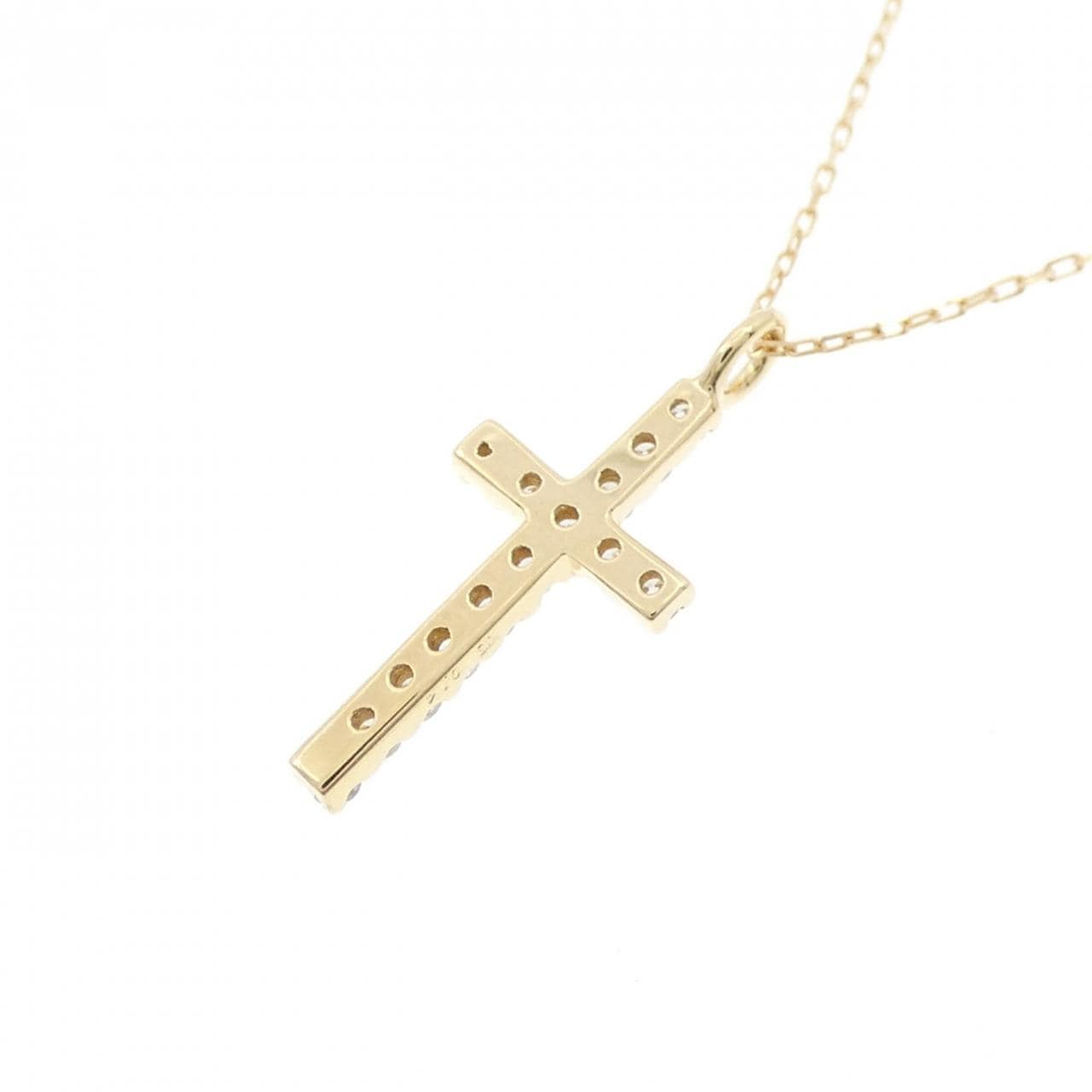 K18YG クロス ダイヤモンド ネックレス 0.14CT