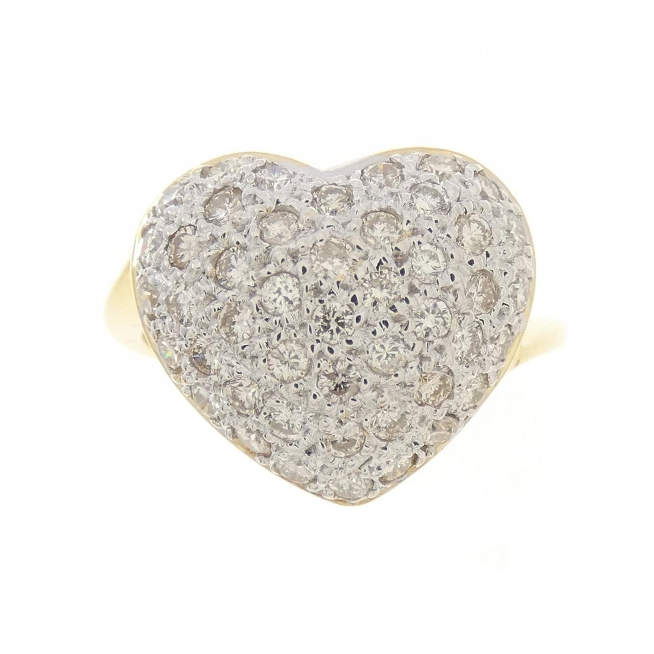 K18YG/K18WG Pave Heart Diamond Ring 0.78CT