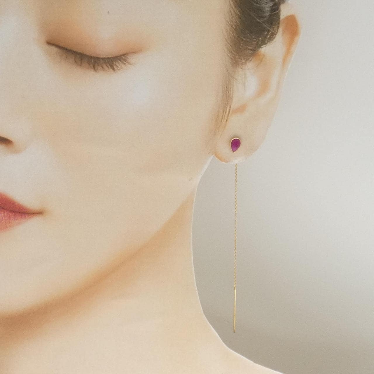 K18YG ルビー ピアス