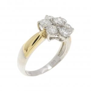 PT/K18YG/K18PG フラワー ダイヤモンド リング 1.00CT