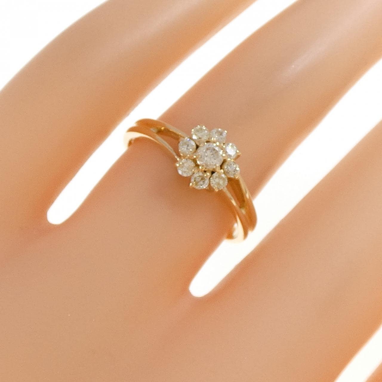 K18YG フラワー ダイヤモンド リング 0.31CT