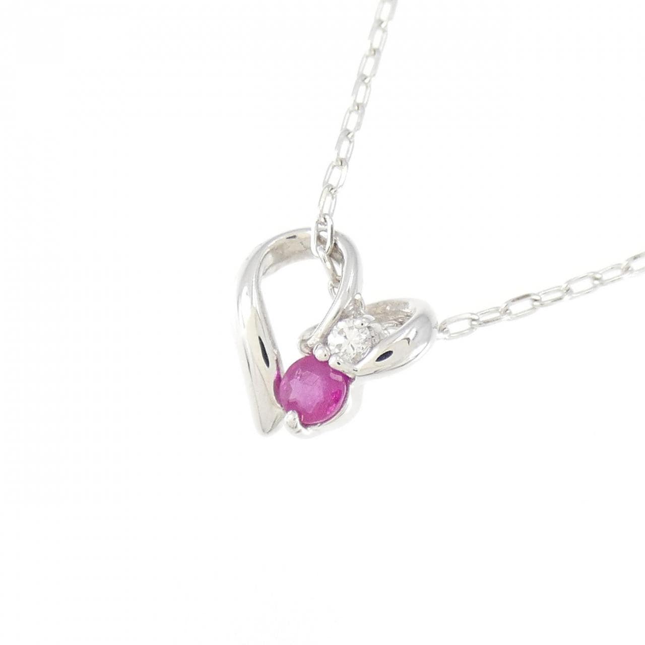 K14WG/K18WG Heart Ruby Necklace