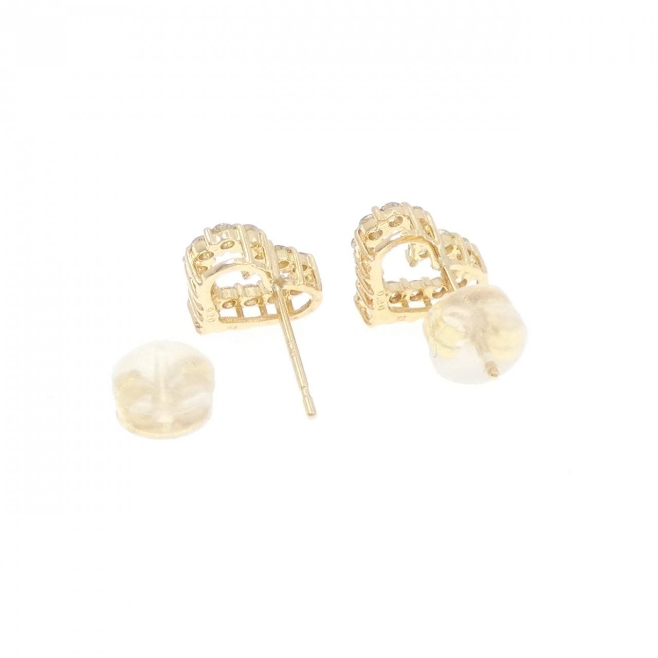 【新品】K18YG ハート ダイヤモンド ピアス 0.40CT