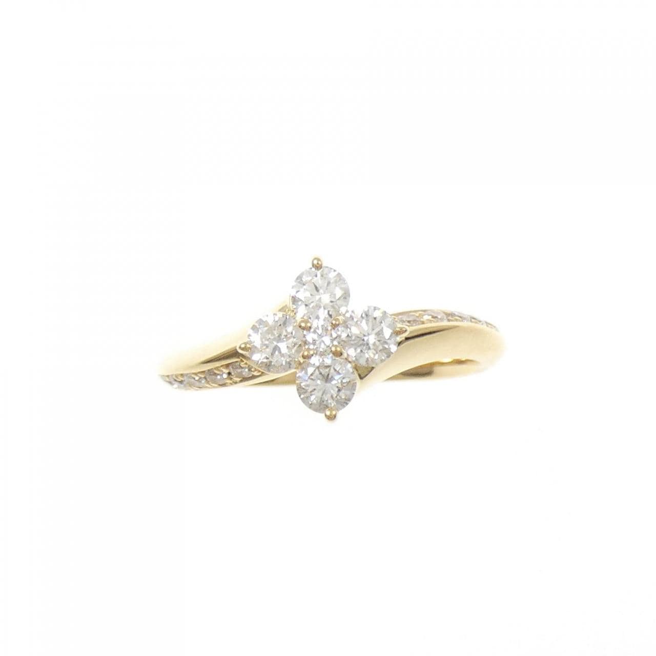 K18YG フラワー ダイヤモンド リング 0.65CT