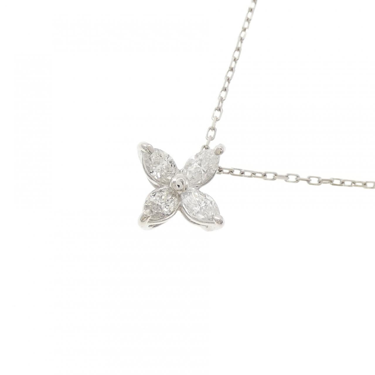 PT900/PT850 フラワー ダイヤモンド ネックレス 0.40CT
