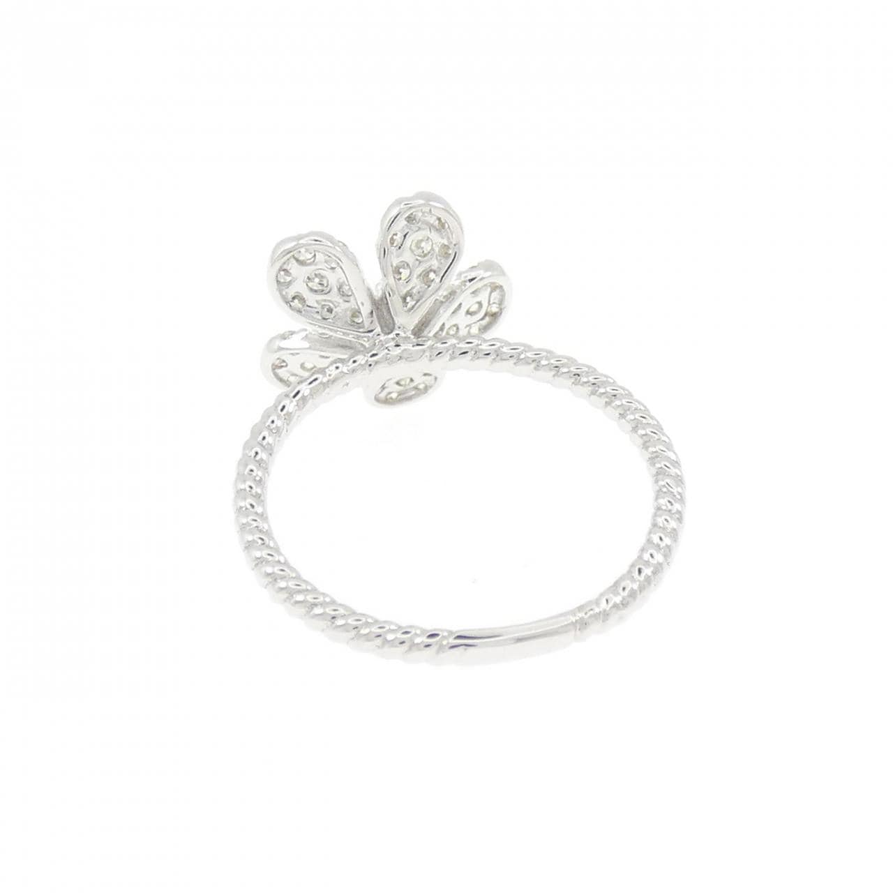 K18WG フラワー ダイヤモンド ピンキーリング 0.25CT