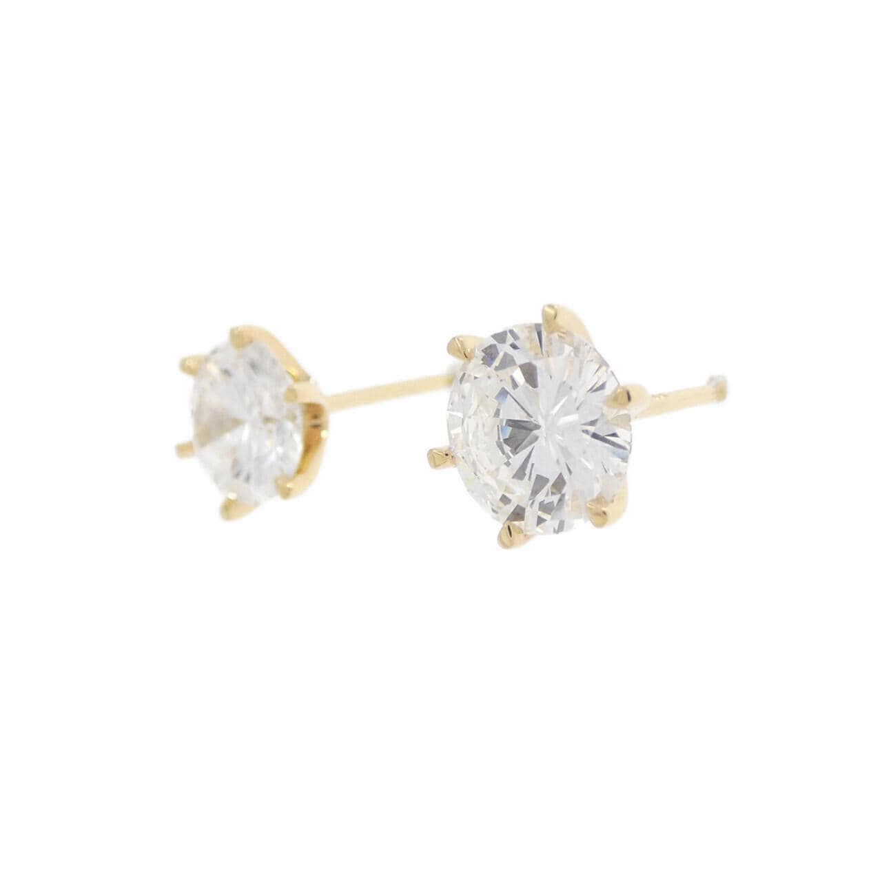 【リメイク】K18YG/ST ダイヤモンド ピアス 1.044CT 1.052CT F-G SI1-2 Good