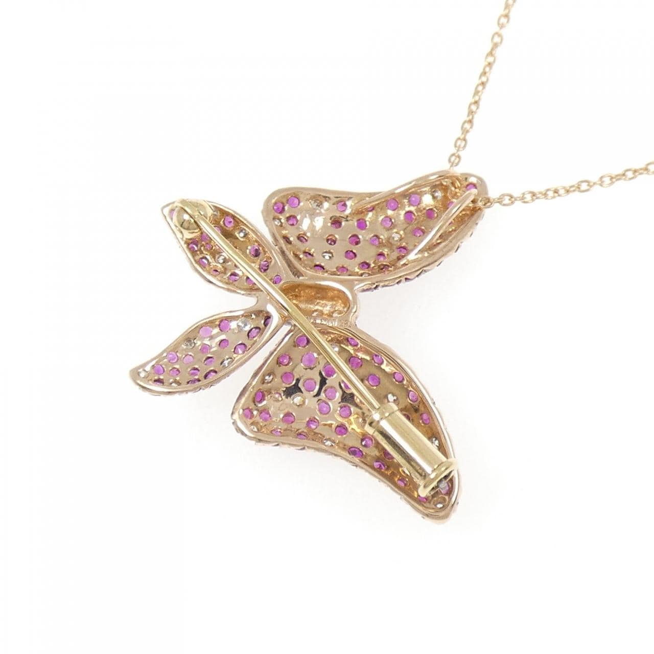 K18PG/K18BG バタフライ ルビー ネックレス 1.71CT