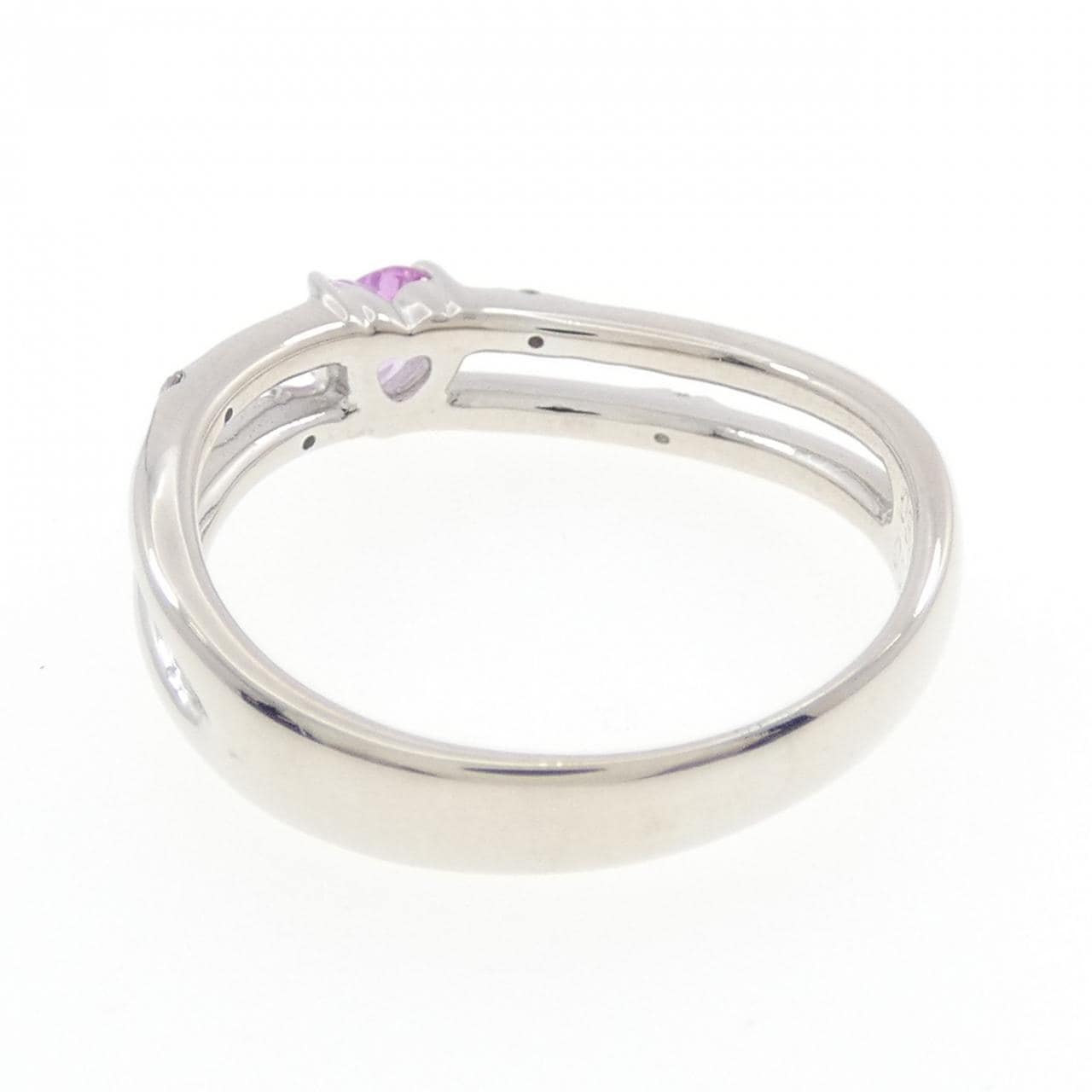 K18WG ハート サファイヤ リング 0.34CT