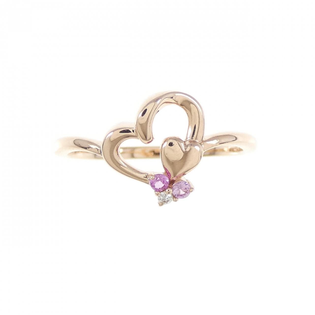 K10PG ハート サファイヤ リング 0.03CT