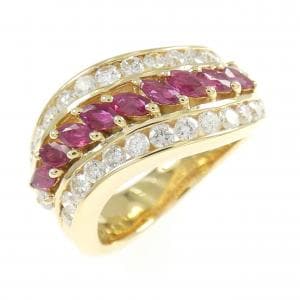 K18YG ルビー リング 0.73CT