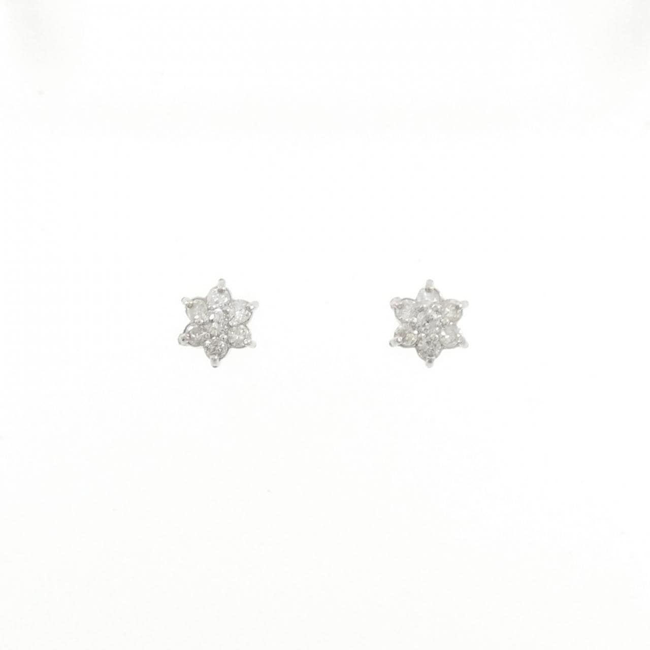 PT900 フラワー ダイヤモンド ピアス 0.30CT