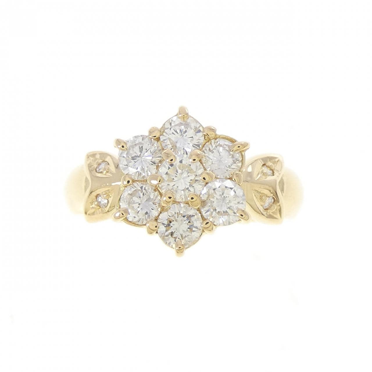 K18YG フラワー ダイヤモンド リング 1.00CT