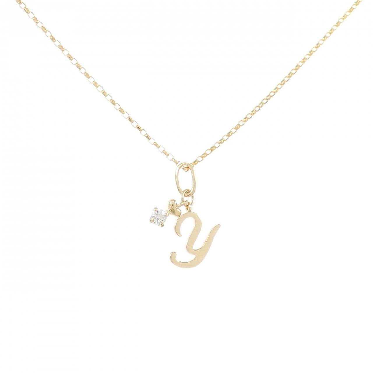 K18YG イニシャルY ダイヤモンド ネックレス